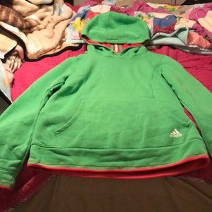 Adidas green and pink sweat shirt size 14